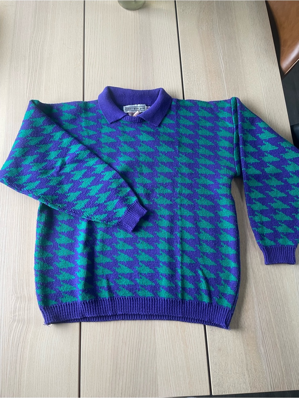 Vintage Purple & Green Houndstooth Sweater Sweet Baby Jane vintage sweater